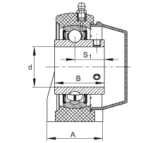 直立式軸承座單元 RASEY20-TV-VA, 塑料軸承座，內(nèi)圈帶平頭螺釘?shù)耐馇蛎媲蜉S承，耐腐蝕設(shè)計(jì)，R密封