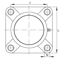 軸承座單元 PCJ40-TV-FA125.5, 四孔塑料軸承座，帶偏心鎖圈的外球面球軸承，帶 Corrotect? 涂層，P型密封