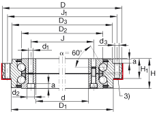 推力角接觸球軸承 ZKLDF100, 雙向，螺釘安裝，兩側帶密封蓋