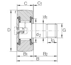 螺栓型滾輪 KR16-PP, 軸向引導，兩側用塑料推力平墊圈