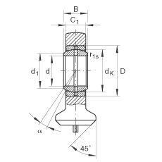 液壓桿端軸承 GK50-DO, 根據(jù) DIN ISO 12 240 標(biāo)準(zhǔn)，帶焊接面，需維護(hù)