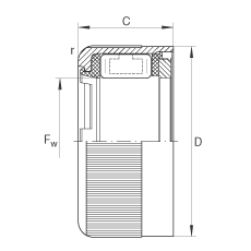 沖壓外圈滾柱離合器 HFL0806-KF-R, 滑動(dòng)或滾動(dòng)軸承布置，塑料彈簧，外圈滾花