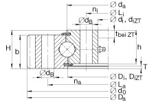 四點(diǎn)接觸球軸承 VA250309-N, 有外齒，兩側(cè)唇密封
