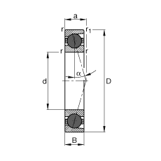 主軸軸承 HCB7020-C-T-P4S, 調(diào)節(jié)，成對或單元安裝，接觸角 α = 15°，陶瓷球，限制公差
