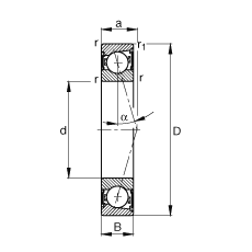 主軸軸承 B7017-C-2RSD-T-P4S, 調(diào)節(jié)，成對(duì)安裝，接觸角 α = 15°，兩側(cè)唇密封，非接觸，加嚴(yán)公差