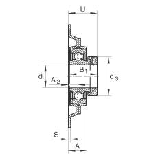 吊裝式軸承座單元 MSTU30, 鋼板軸承座，帶偏心鎖圈的外球面球軸承，P型密封，帶再潤(rùn)滑結(jié)構(gòu)