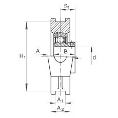 吊裝式軸承座單元 PTUEY35, 鑄鐵軸承座，內(nèi)圈帶平頭螺釘?shù)耐馇蛎媲蜉S承，P 型密封