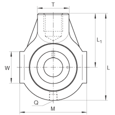 吊裝式軸承座單元 THE30, 鑄鐵軸承座，帶偏心鎖圈的外球面球軸承，T 型密封