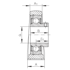 直立式軸承座單元 PSHEY25-N, 鑄鐵軸承座，內(nèi)圈帶平頭螺釘?shù)耐馇蛎媲蜉S承，P 型密封